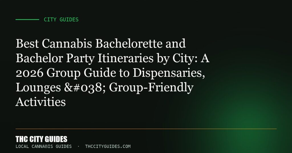 Best Cannabis Bachelorette and Bachelor Party Itineraries by City: A 2026 Group Guide to Dispensaries, Lounges & Grou...